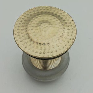Unlacquered brass sink drain hammered , Solid Brass Drain, Pop Up Drain
