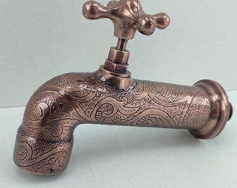 Handcrafted Copper Faucet, Single Handle Cold Water Faucet, Vanity Sink Wall Faucet For Bathroom, Copper Faucet Kitchen,Outdoor Tap