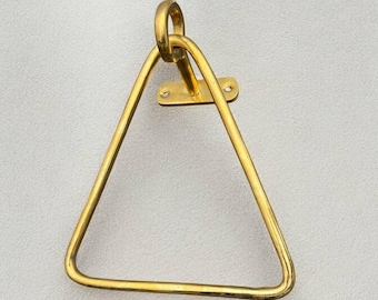 Unlacquered brass Hand Towel Ring Bathroom , Brass Triangle Shaped