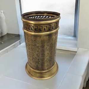Bronze Wastebasket and Trash Can for Home Office & Bedroom - Decorative Wastebasket - Bathroom Waste Basket - Bathroom Trash Can Bronze
