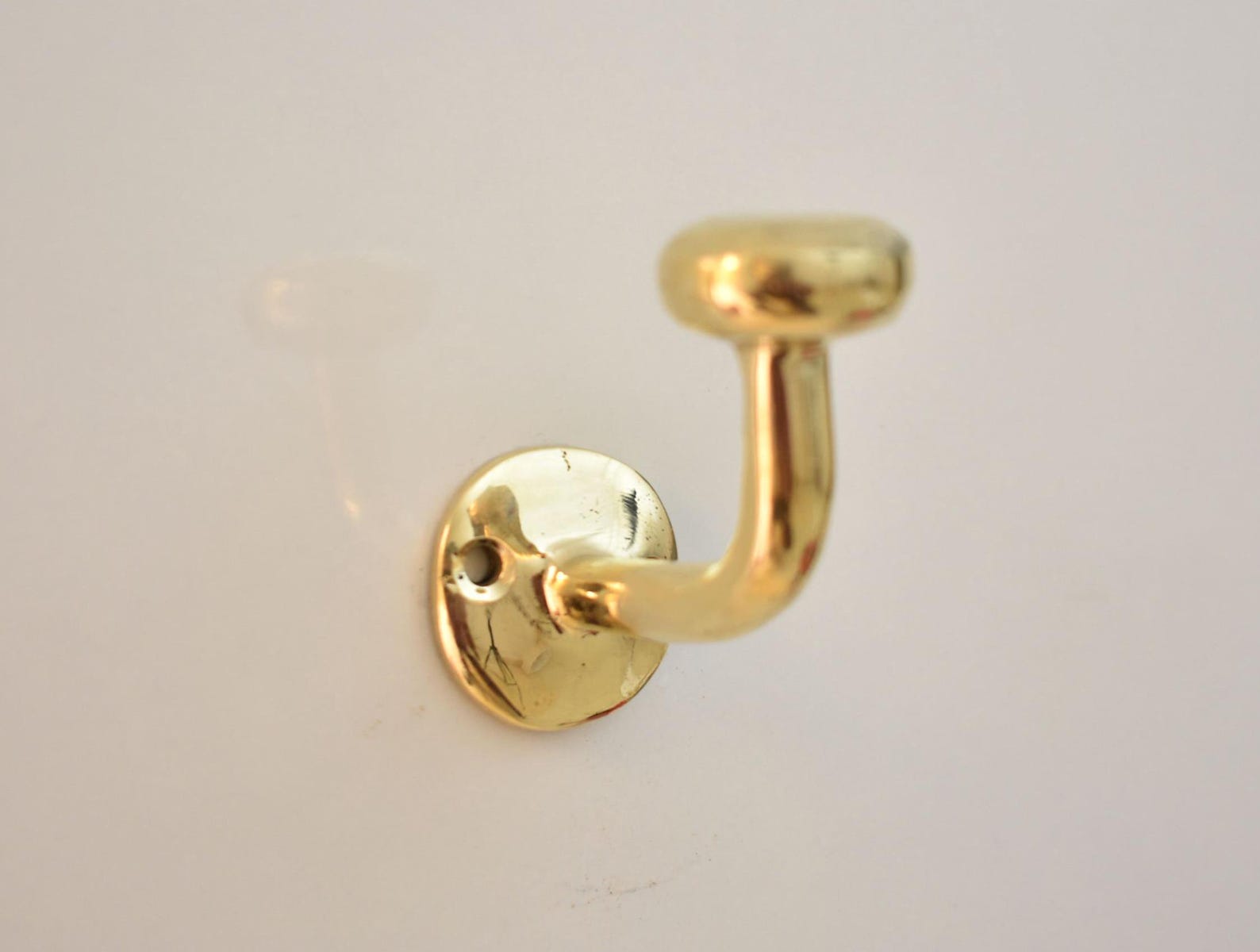 Unlacquered brass wall hook , Solid Brass hook for doors and bathrooms - 1 Hook