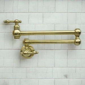 Unlacquered brass Pot filler, solid brass kitchen faucet, kitchen Pot filler, stove pot filler, wall mount pot filler