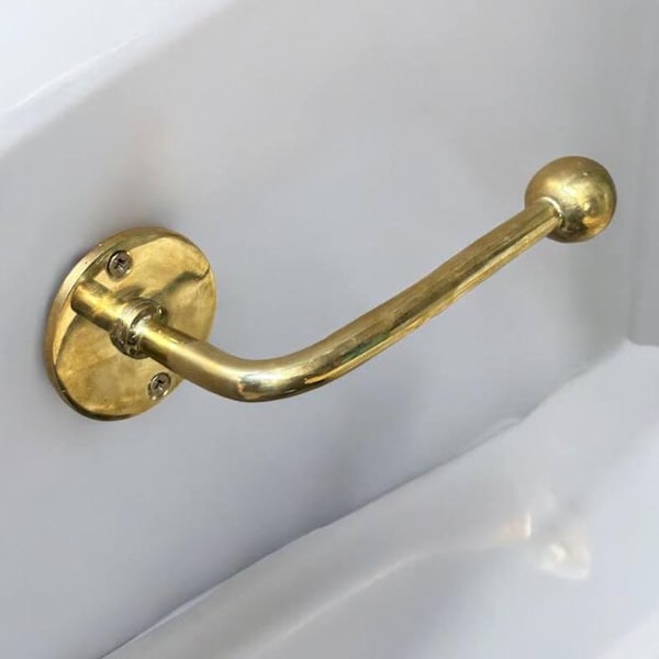 Unlacquered Brass Toilet Roll Holder , Solid Brass Wall Mount Toilet Paper Holder Bathroom