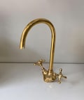 Unlacquered Brass Bathroom Faucet ,Solid Brass Gooseneck Faucet For Sink