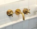 Solid Brass Wall Mount Built In Bathroom Vanity Sink Faucet With Lever Handles product logo