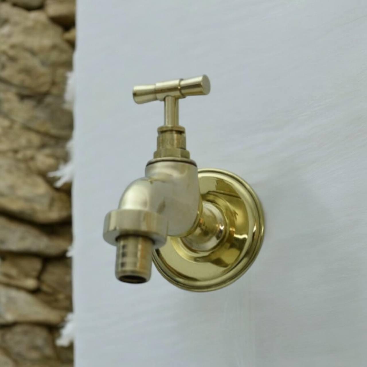 Rubinetto Da Giardino In Ottone Antico - Rubinetto D'acqua Vintage A Parete - Rubinetto Esterno Con Attacco Maschio Da 1/2'' - Rubinetto Liscio Di Lusso Per Giardini - Italia