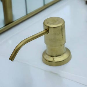 Unlacquered Brass Soap Dispenser, Brass Soap Dispenser, Vintage Kitchen Dispenser, Built in Soap Dispenser For Kitchen Sink