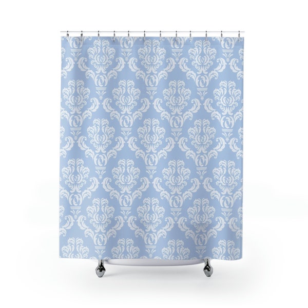 Damask Pattern Print Bathroom Shower Curtain