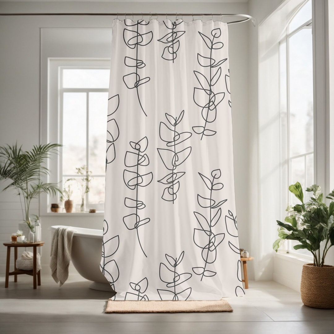 Elegant Black and Beige Shower Curtain Neutral Decor Bath Etsy