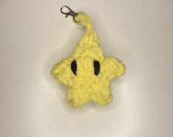 Crochet Mario Star Handmade Plush Amigurumi Plushie Keychain Bag Charm