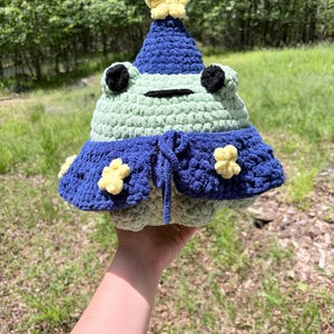 Crochet Wizard Frog Plushie Jumbo Handmade Stuffed Animal