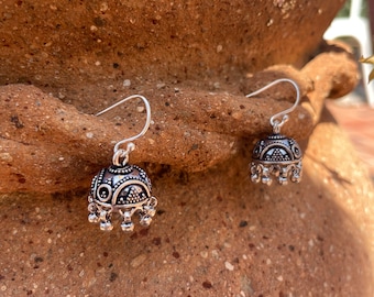 Pendientes oxidados de plata esterlina / Pendientes de plata de estilo indio boho / Plata envejecida