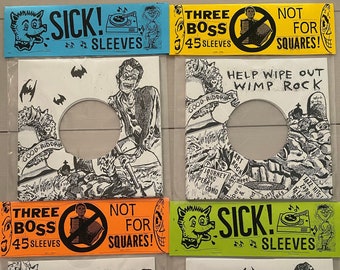 Juego de 3 fundas serigrafiadas de Back From The Grave para discos de 45 rpm.