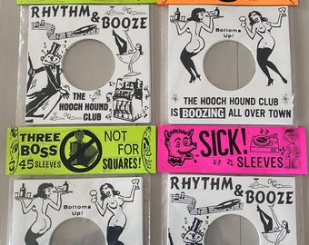 Set of 3 Silkscreened Rhythm & Booze 45 Sick Sleeves