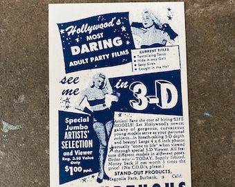 Hollywood’s Most Daring 3.5” x 5” Mini Silkscreen Art Print Kink Ad
