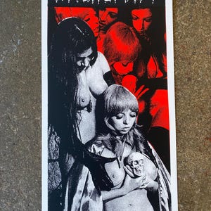 May include: A black and red art print titled "Bitchcraft III". The artwork features multiple figures and a skull. The text "Bitchcraft" is at the top. The print has a vintage aesthetic and is numbered 1/50.