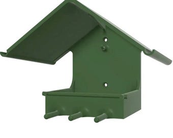 Comedero para pájaros pequeño, verde y moderno • Fácil instalación • Diseño minimalista único • Regalo de jardinería de gran éxito