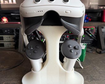 Soporte Meta Quest 3/3s/2 / Soporte para auriculares de realidad virtual impreso en 3D / Organizador de escritorio para juegos