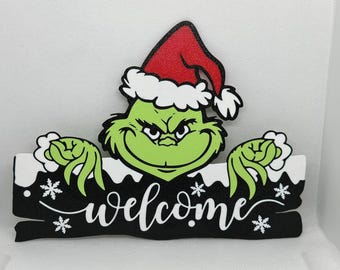 Grinch Willkommensschild | Whoville inspirierte Weihnachten Porch Decor