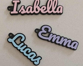 Llavero personalizado con nombre • Llavero personalizado • Regalo impreso en 3D para rellenar calcetines navideños • Regalo de cumpleaños • Etiqueta para bolso