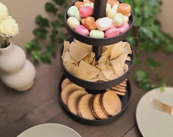 Soporte de postres de tres niveles para pasteles, aperitivos, bodas, fiestas y meriendas.