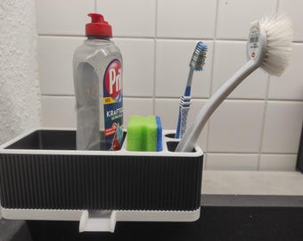 Organizador para fregadero de cocina / Soporte para cepillo y esponja / Bandeja de almacenamiento acanalada para encimera para jabón