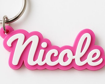 Llavero con etiqueta de nombre 3D personalizada, accesorio personalizado para mochila escolar y deportiva.