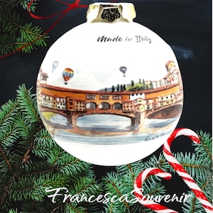 CHRISTMAS BALL - Porcelain Christmas decoration: Florence watercolor Lucia