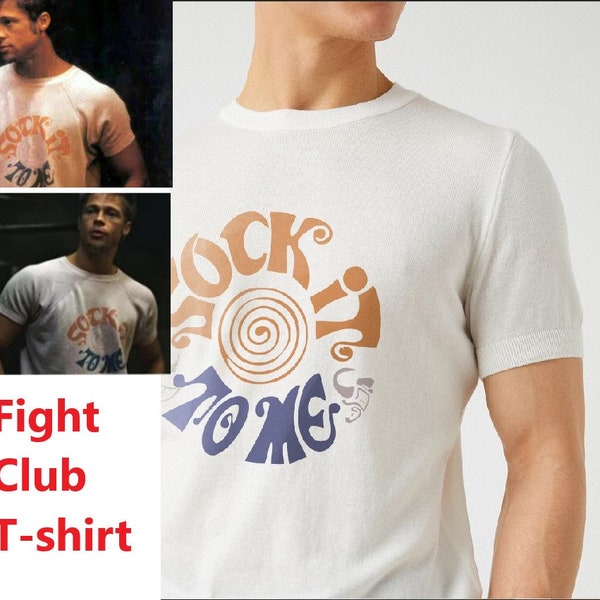 T-shirt Uomo Fight Club - Brad Pitt Tyler Durden - Reality Glitch - Cotone 100% Bianca