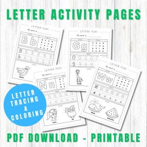 Páginas de actividades para niños / Aprender a escribir a mano / Tiempo de actividades para niños / Trazar letras / Hojas para colorear imprimibles / Alfabeto fácil / Educación en el hogar