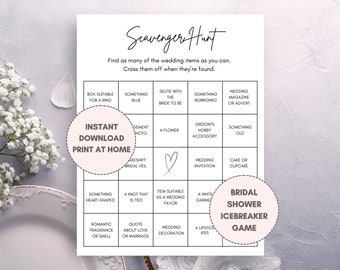 Bridal Shower Scavenger Hunt. Interactive Icebreaker Game for Hen Party or Bachelorette Party. Family-Friendly, Clean Game