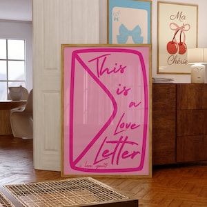 Carta de amor, Arte de pared estético, Estilo Pinterest, Lovecore, Impresión preppy, Póster de moda, Arte de sobre dibujado a mano, Decoración de dopamina, Decoración de dormitorio