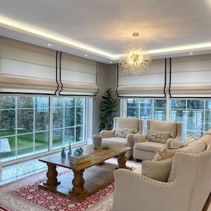 Linen Roman Blind - Roman Blind Roman Blinds Trim Mid Weight Linen Fabric Roman Shade Curtain