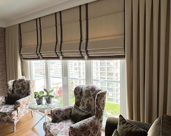 Linen Roman Blind - Roman Blind Roman Blinds Trim Mid Weight Linen Fabric Roman Shade Curtain