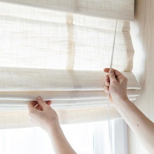 Linen Roman Blind - Roman Blind Roman Blinds Trim Mid Weight Linen Fabric Roman Shade Curtain