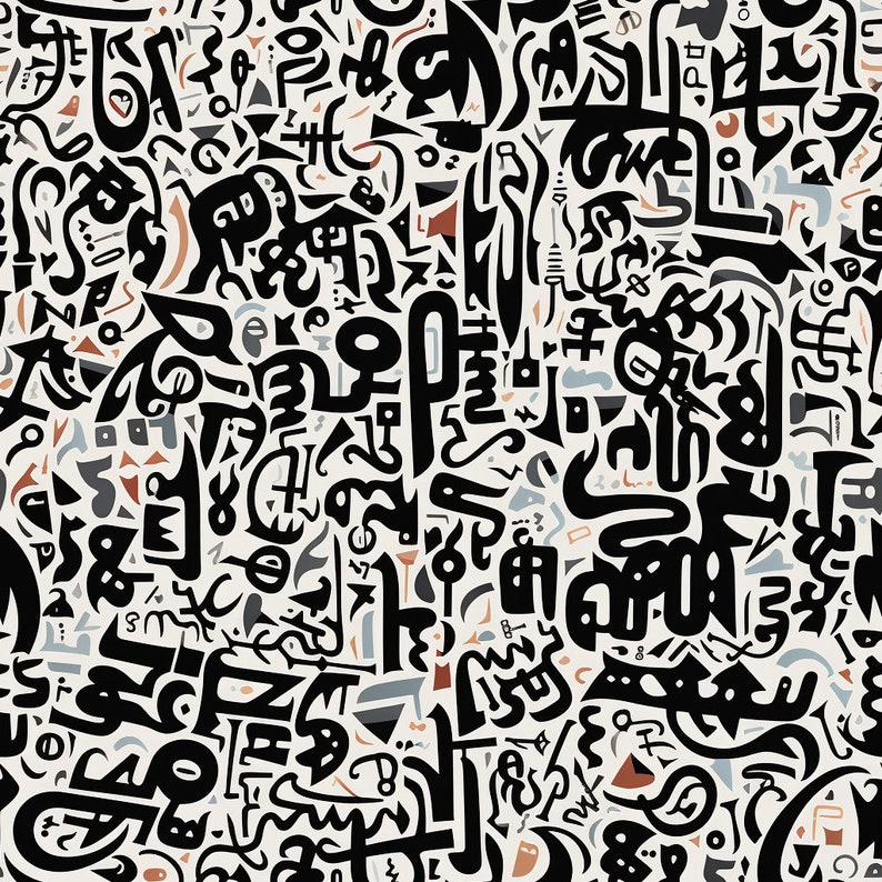 Bundle of 40 Calligraphy Art Seamless Pattern Illustrations , Digital ...