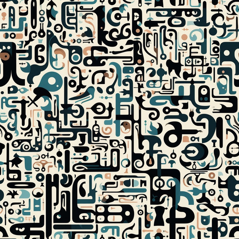 Bundle of 40 Calligraphy Art Seamless Pattern Illustrations , Digital ...
