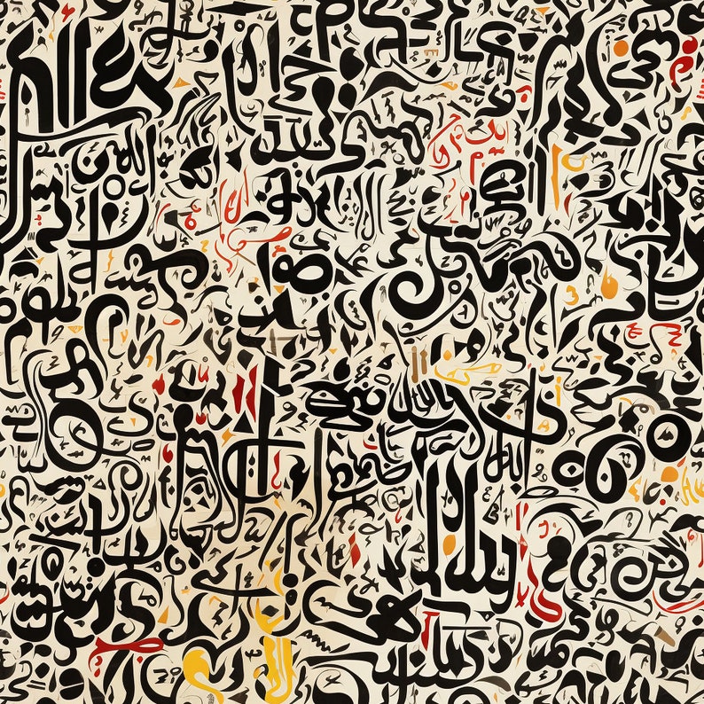 Bundle of 40 Calligraphy Art Seamless Pattern Illustrations , Digital ...