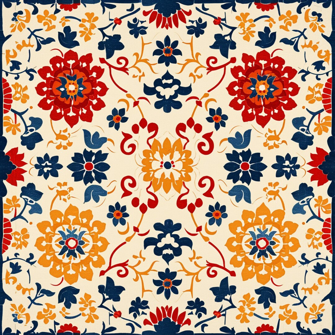 Bundle of 40 Folk Art Seamless Pattern Illustrations Digital Clipart ...