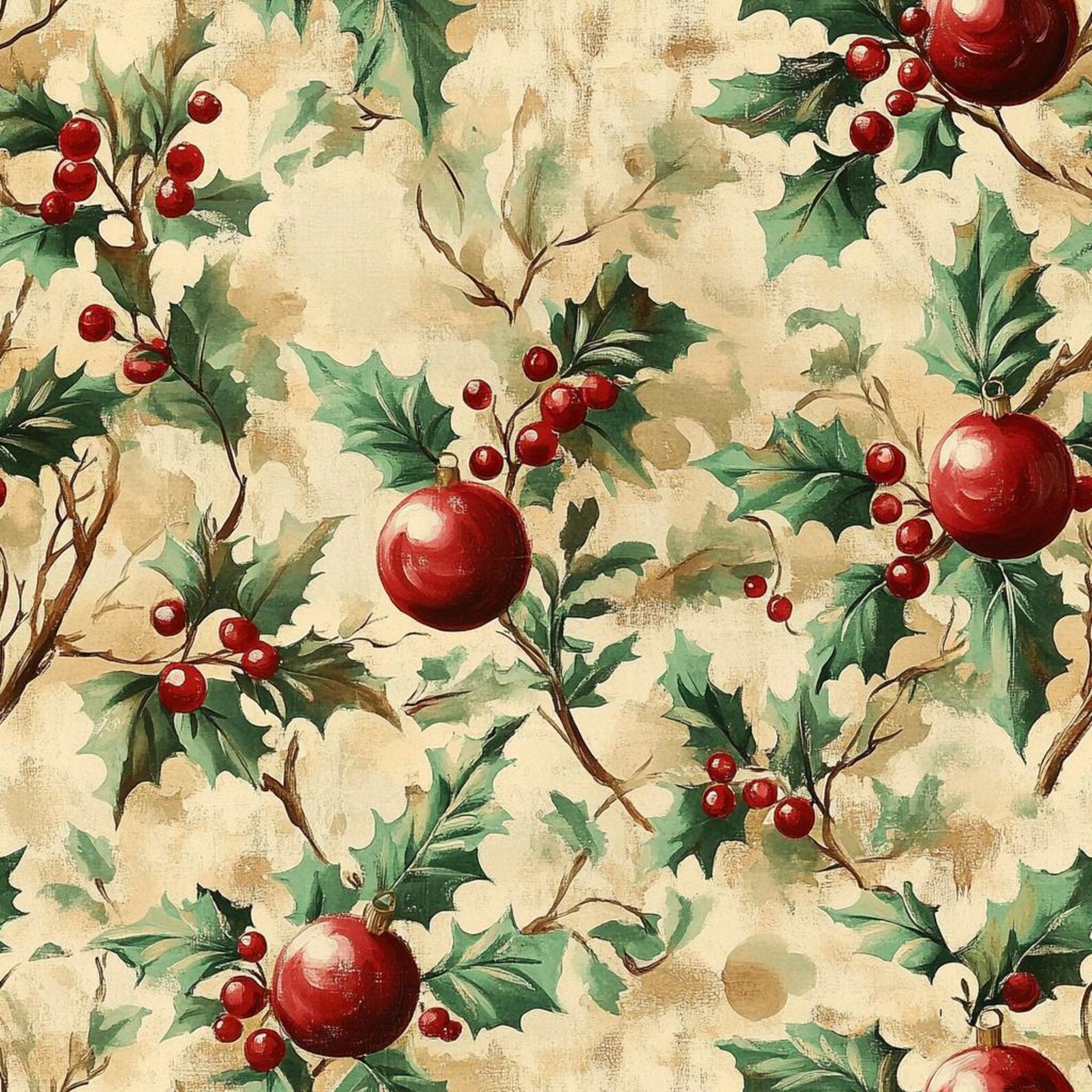 Bundle of 40 Holly Leaves Christmas Seamless Pattern Art Illustrations ...