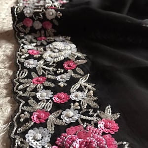 Sequins Embroidered Black sarees wedding sari