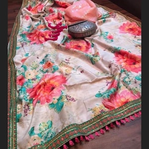 White floral beautiful saree,,,,,crepe saree,,,,sari