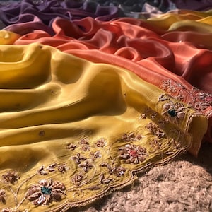 Luxurious Satin crepe saree partywear sarees blouse