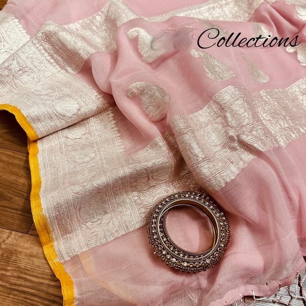 Pink Chiffon Banarasi Saree Beautiful Saree Women Sari
