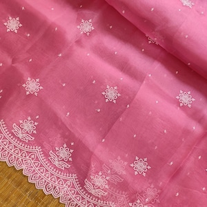 Scalloped border organza saree Indian beautiful women sari