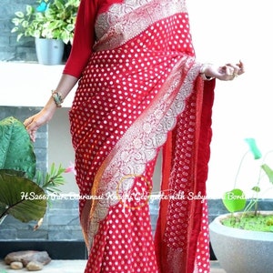 Red khaddi gorgette indian saree