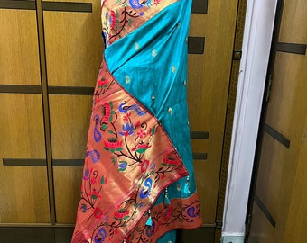 Op Reema paithani geïnspireerde sari Indiase sari-sariblouse voor dames