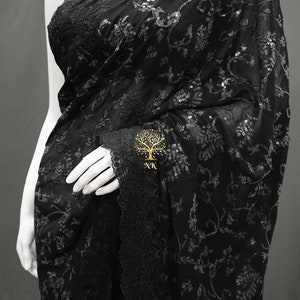 Black gorgette stylish trendy sarees