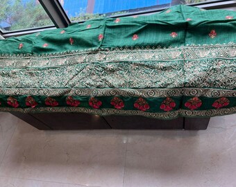 Green Tussar Sari Embroidered Saree blouse