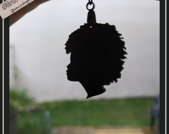 “Black woman” earrings #1 in customizable wood, super light